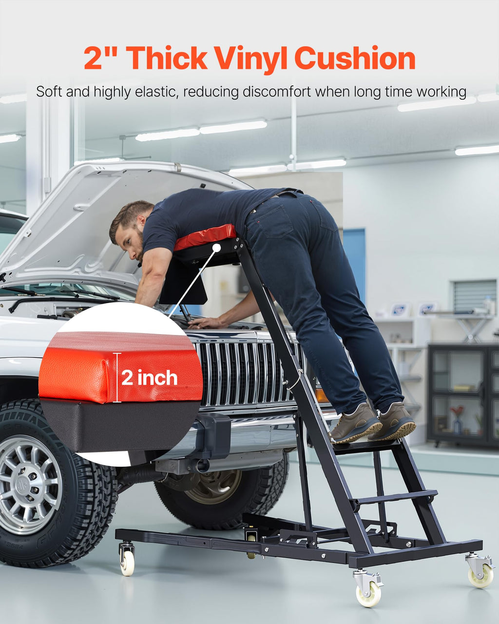 Padded Automotive Creeper with 4 Swivel Wheels H7272