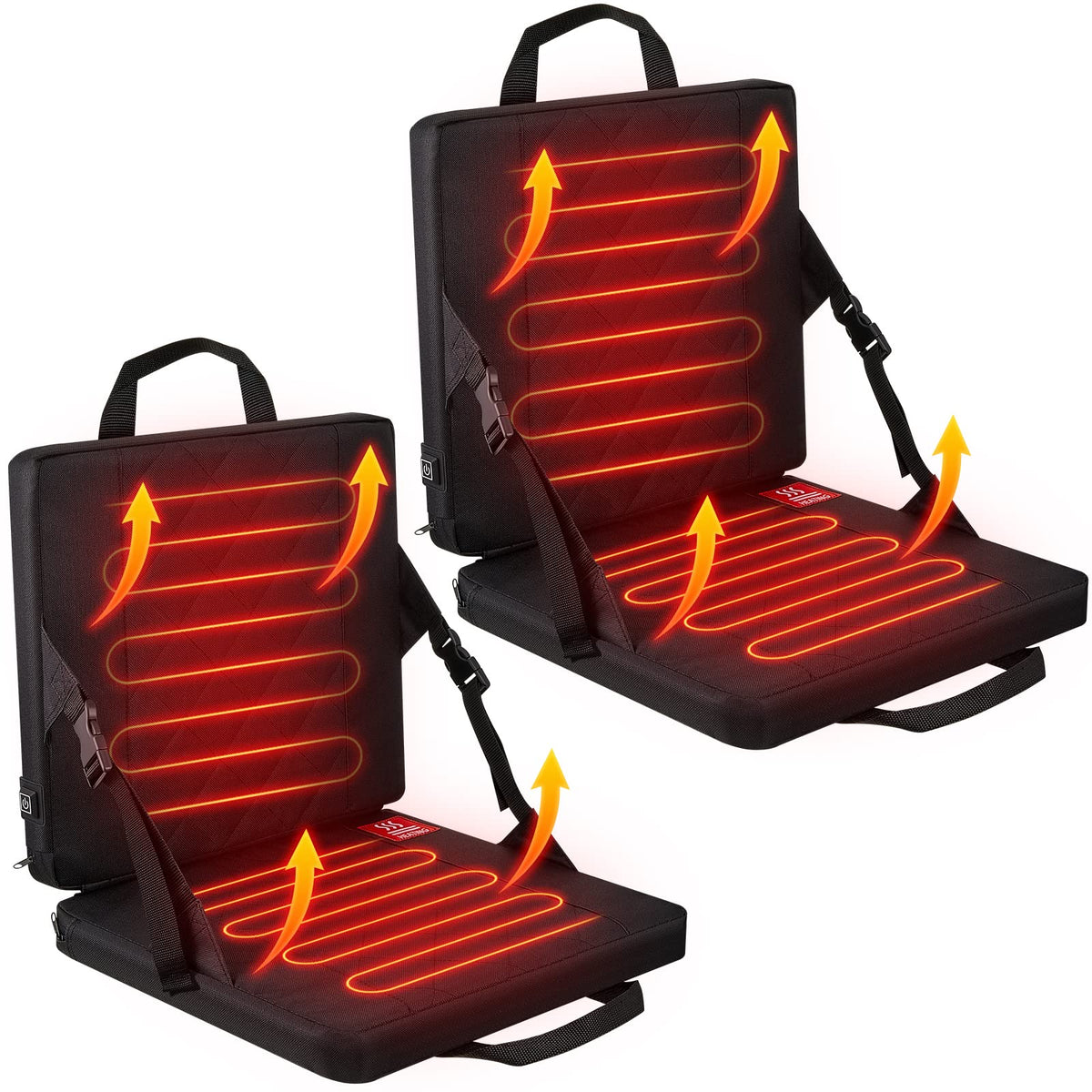 2 Pcs Portable Heated Seat Cushion 3 Level Adjustable Foldable H45928
