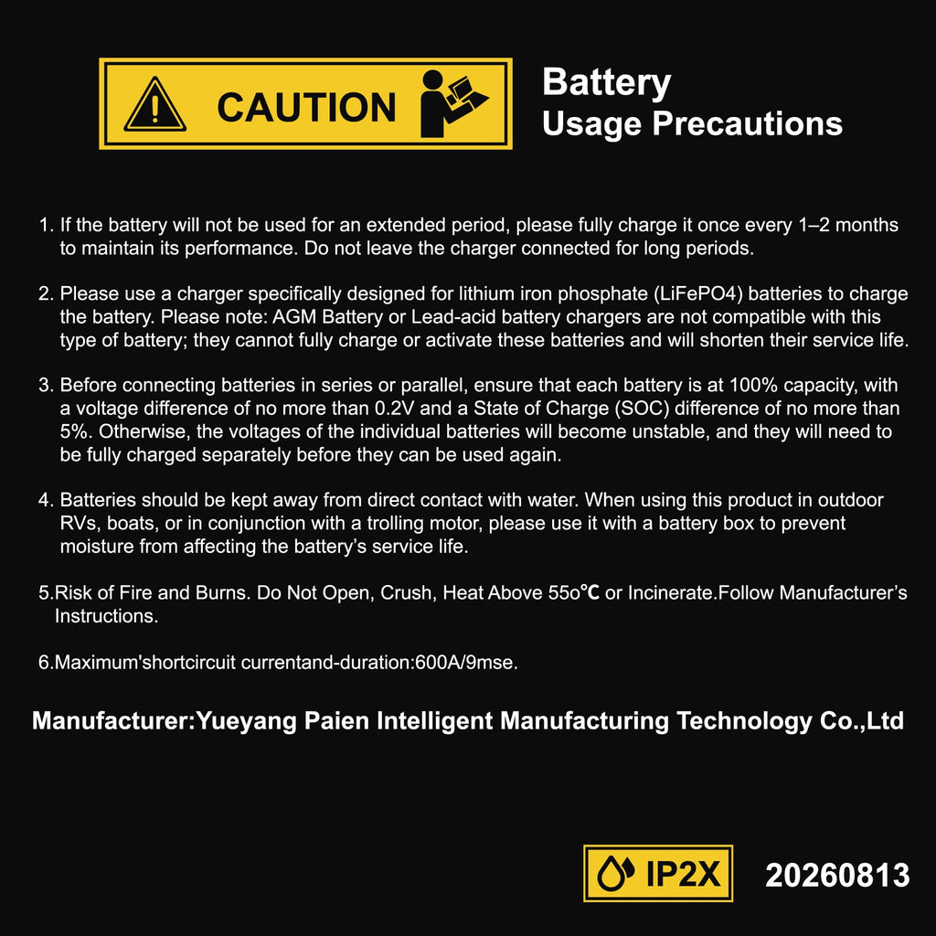 12V 100Ah LiFePO4 Lithium Battery 2 Pack F339