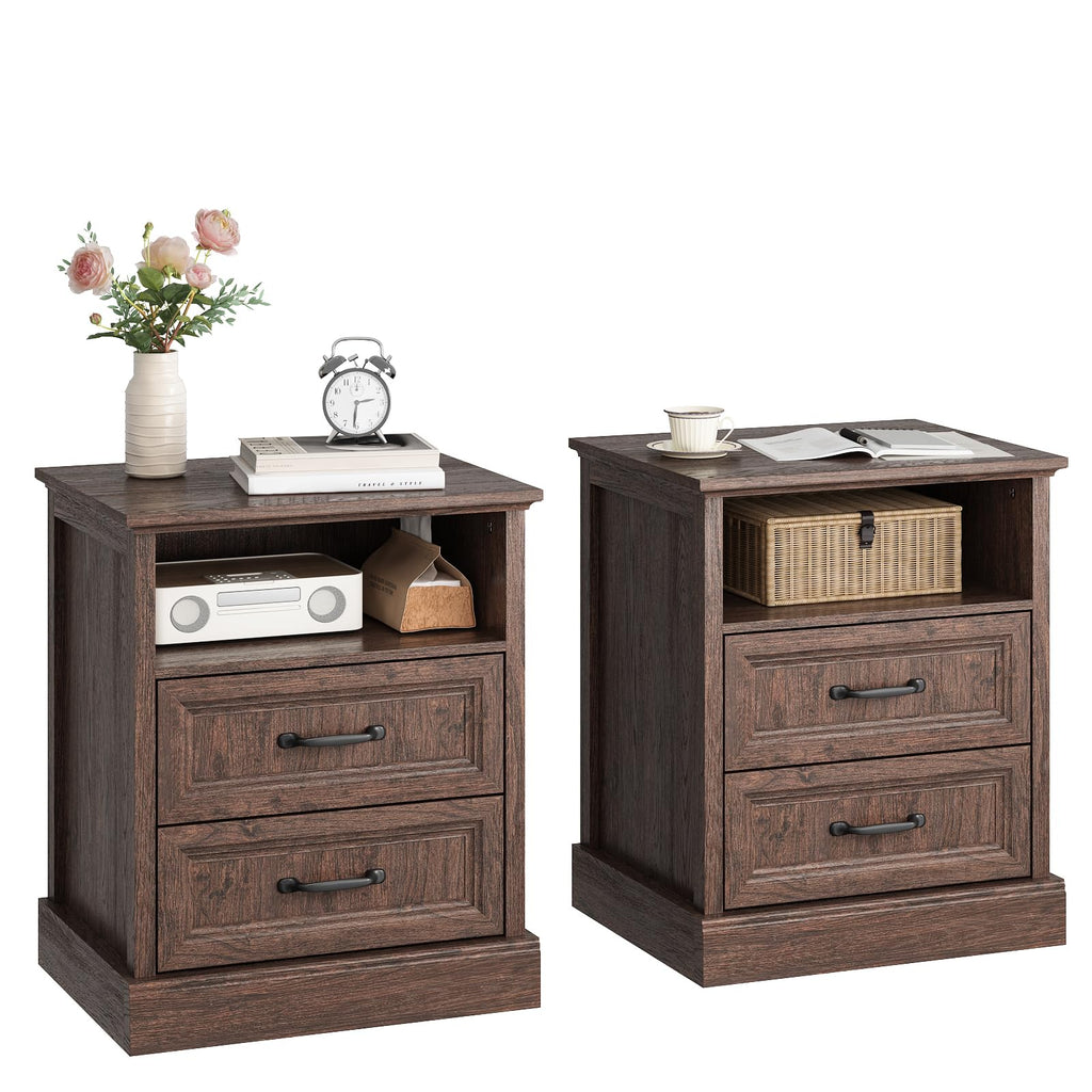Brown 2 Drawer Nightstand Set of 2 V70904