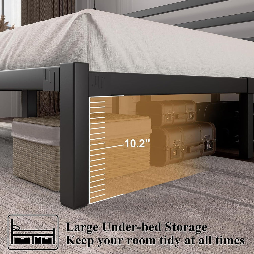 Twin Size Black Metal Bed Frame with Headboard N48639