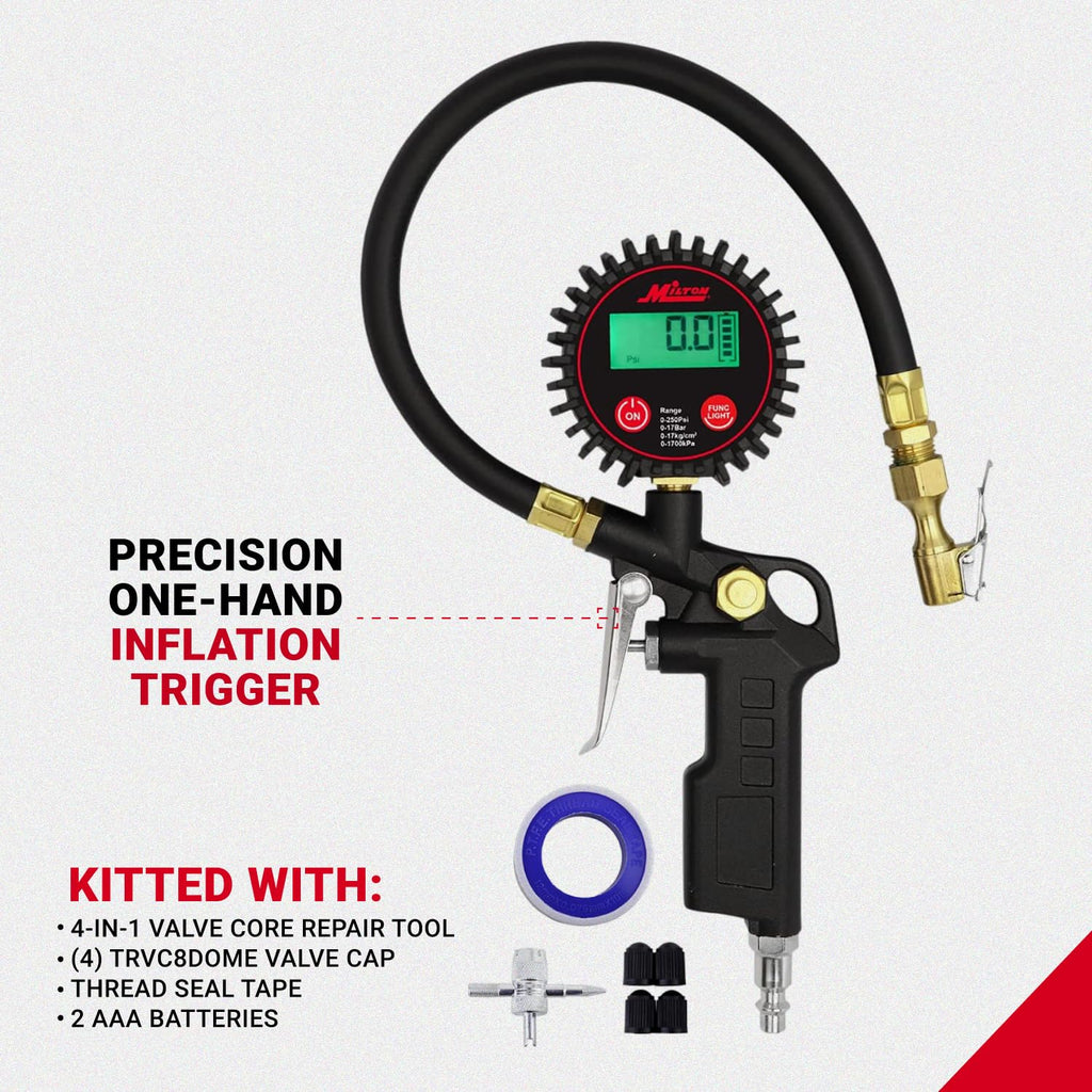 Digital Tire Inflator with Pressure Gauge and 14” Rubber Air Hose H851195