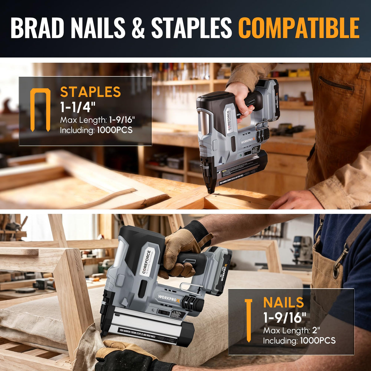 20V Cordless 18 Gauge 2-in-1 Nail & Staple Gun J323210
