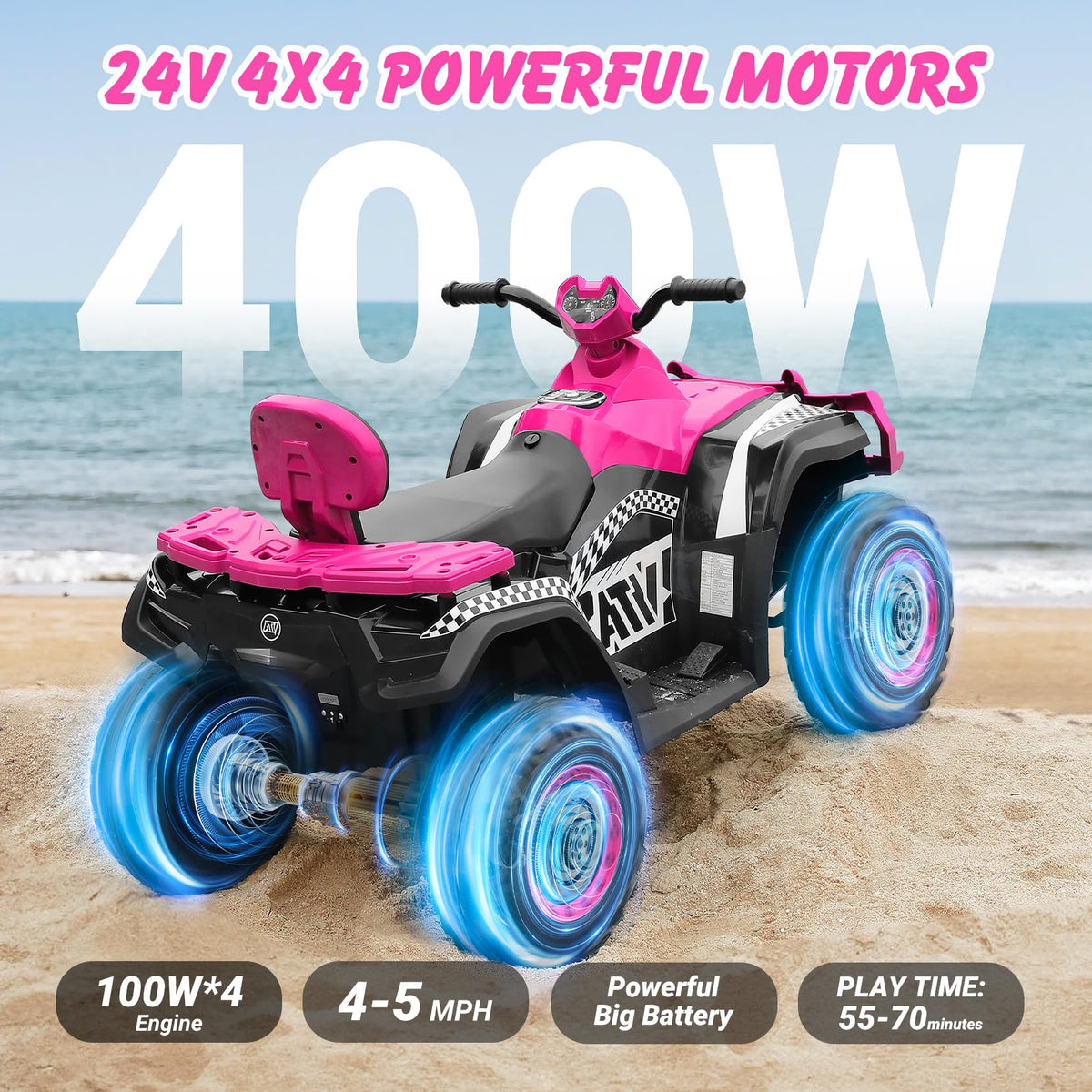 24V 2 Seater 4WD Off-Road Ride on ATV X379748