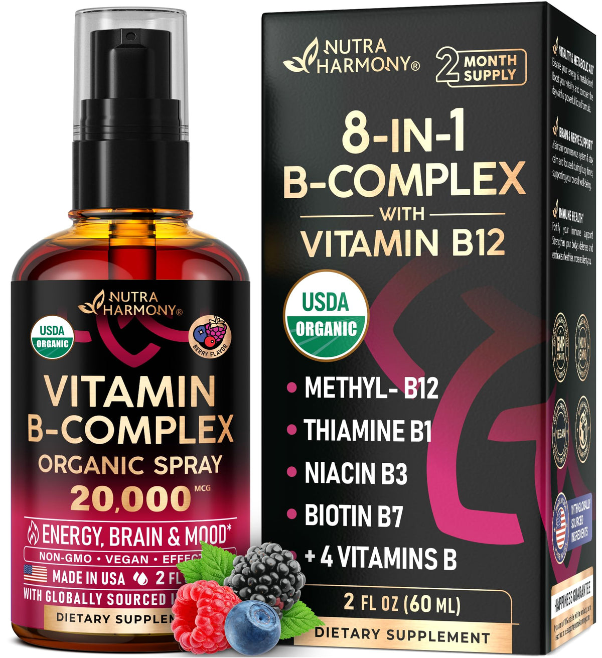 USDA Organic Vitamin B-Complex 20000mcg 2Oz K247338