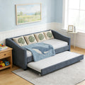 Twin Size Upholstered Daybed Frame with Trundle, Dark Grey Y156