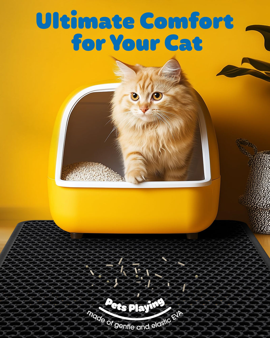 Cat Litter Mat 30 x 24 in Waterproof Non-Slip Black R248