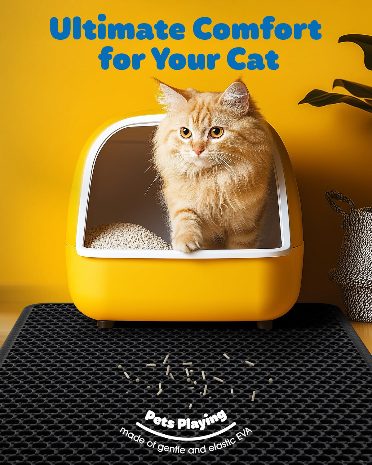 Cat Litter Mat 30 x 24 in Waterproof Non-Slip Black R248