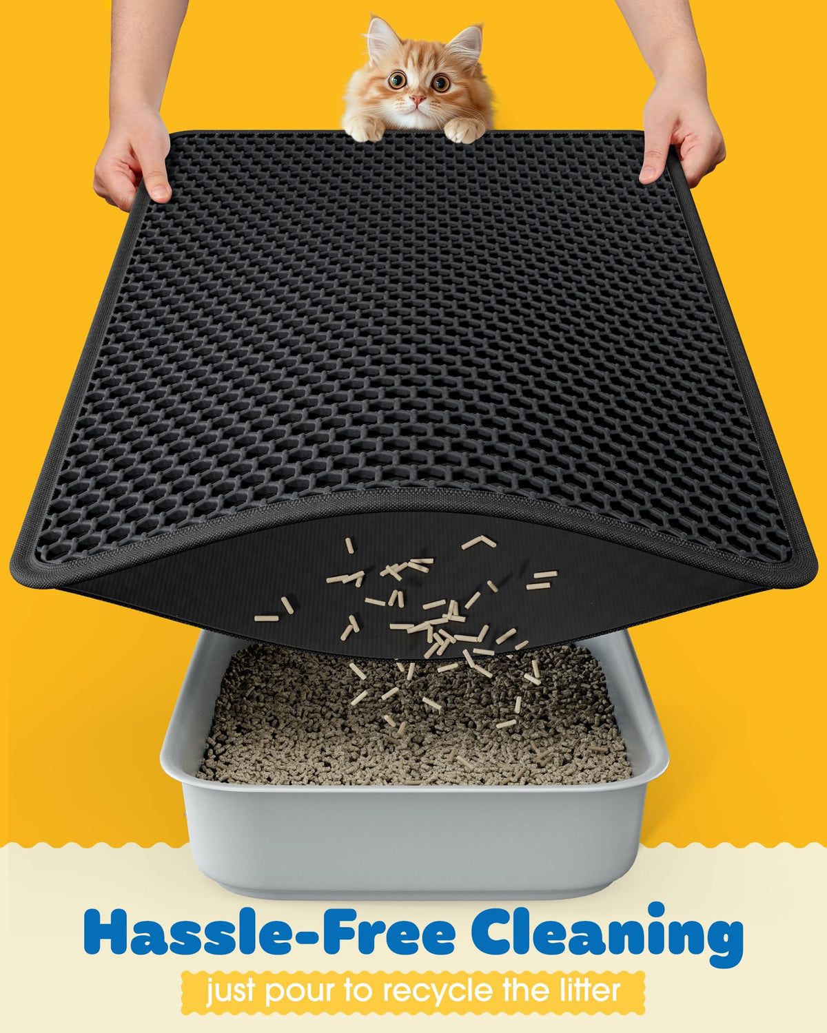 Cat Litter Mat 30 x 24 in Waterproof Non-Slip Black R248