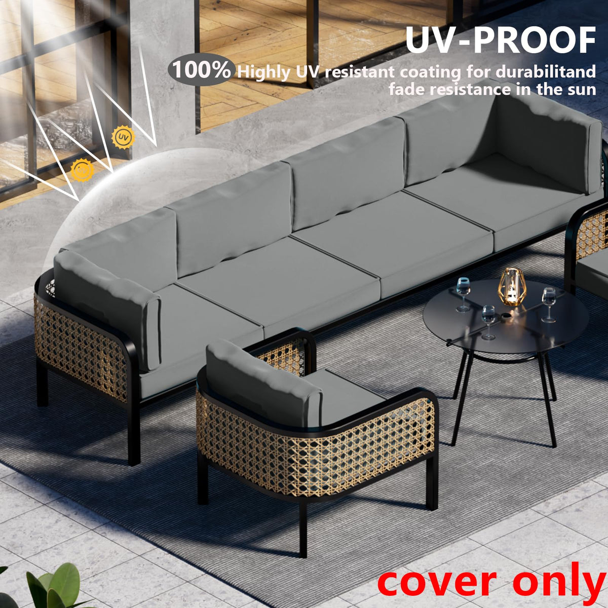 14 Piece Outdoor Waterproof Cushion Covers with Zipper A33725