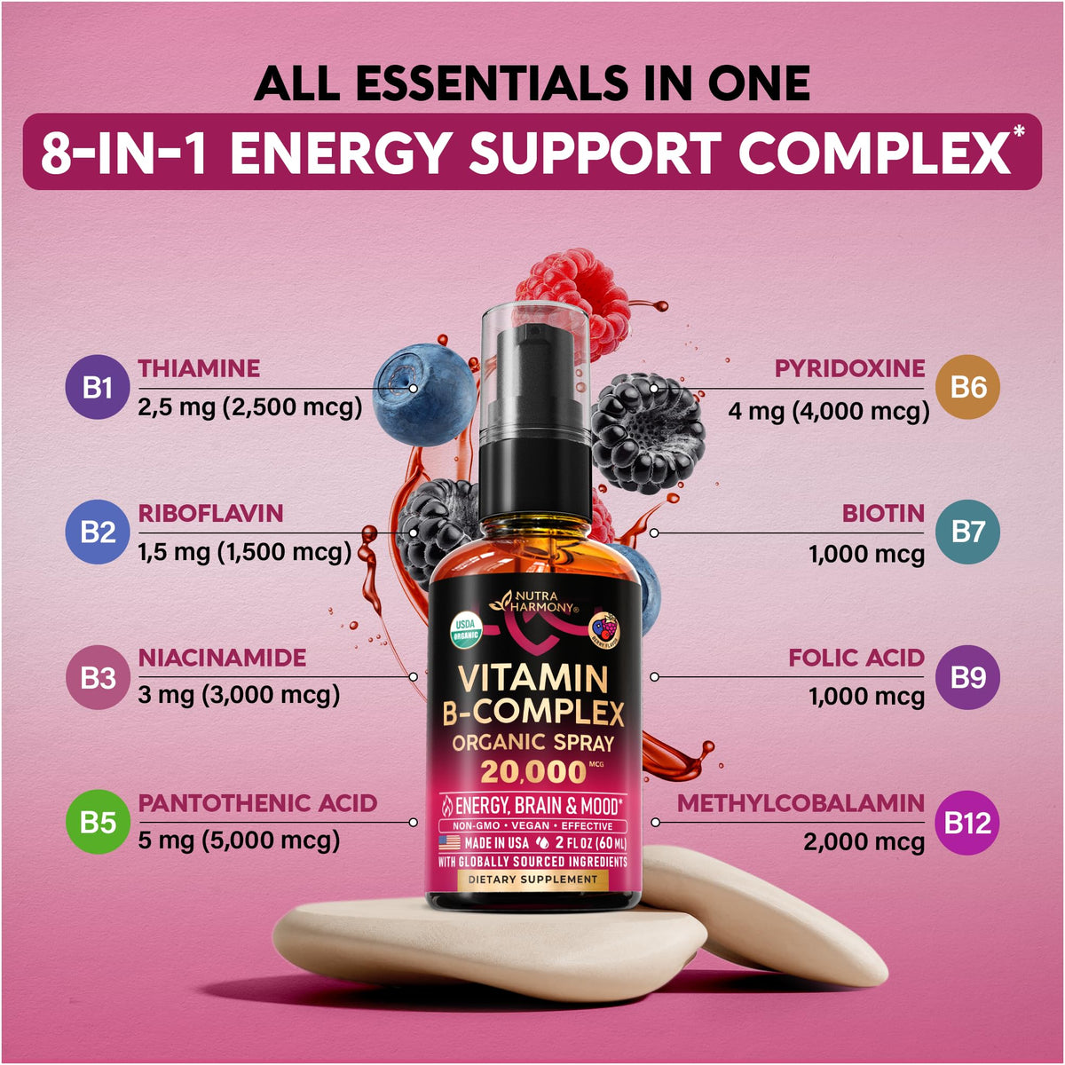 USDA Organic Vitamin B-Complex 20000mcg 2Oz K247338