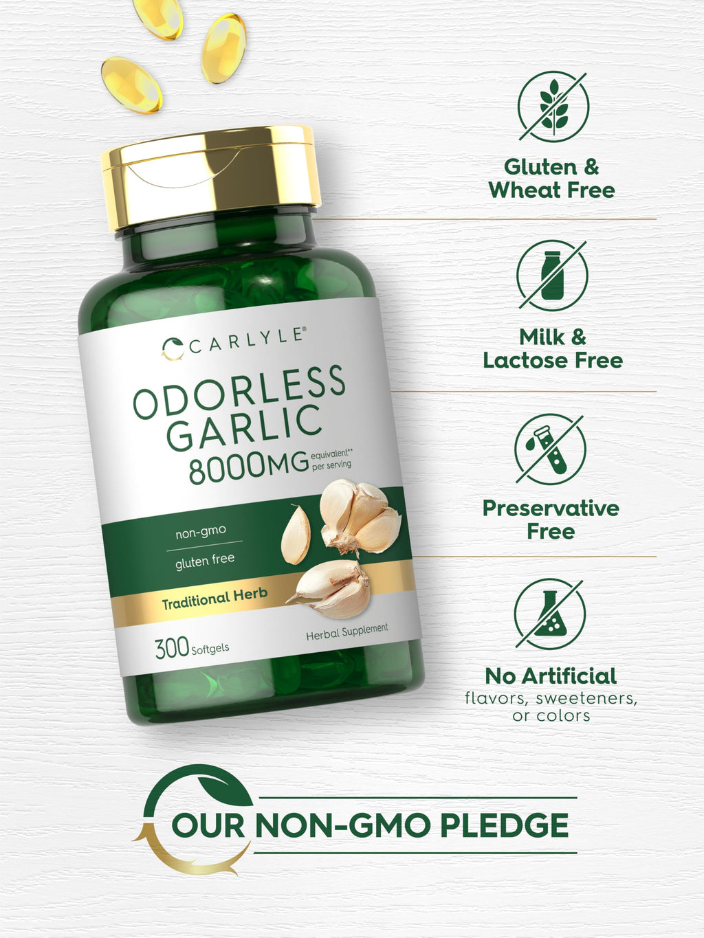 Odorless Garlic Softgels Supplement 300 Count L35839