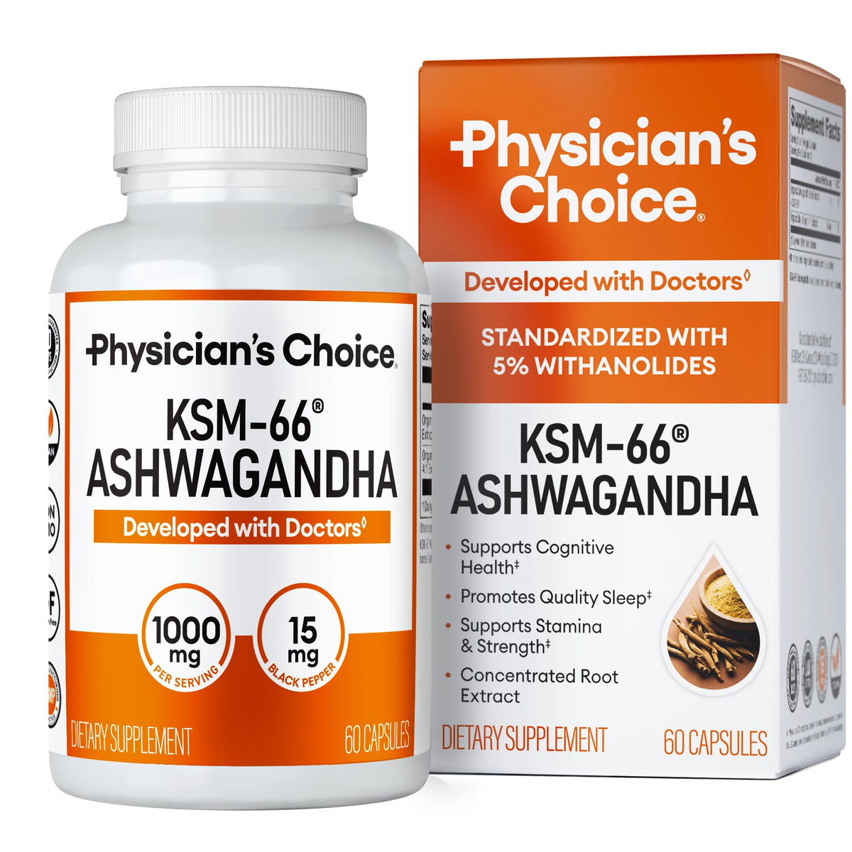 Organic KSM-66 Ashwagandha Root Extract 1,000mg 60ct H782
