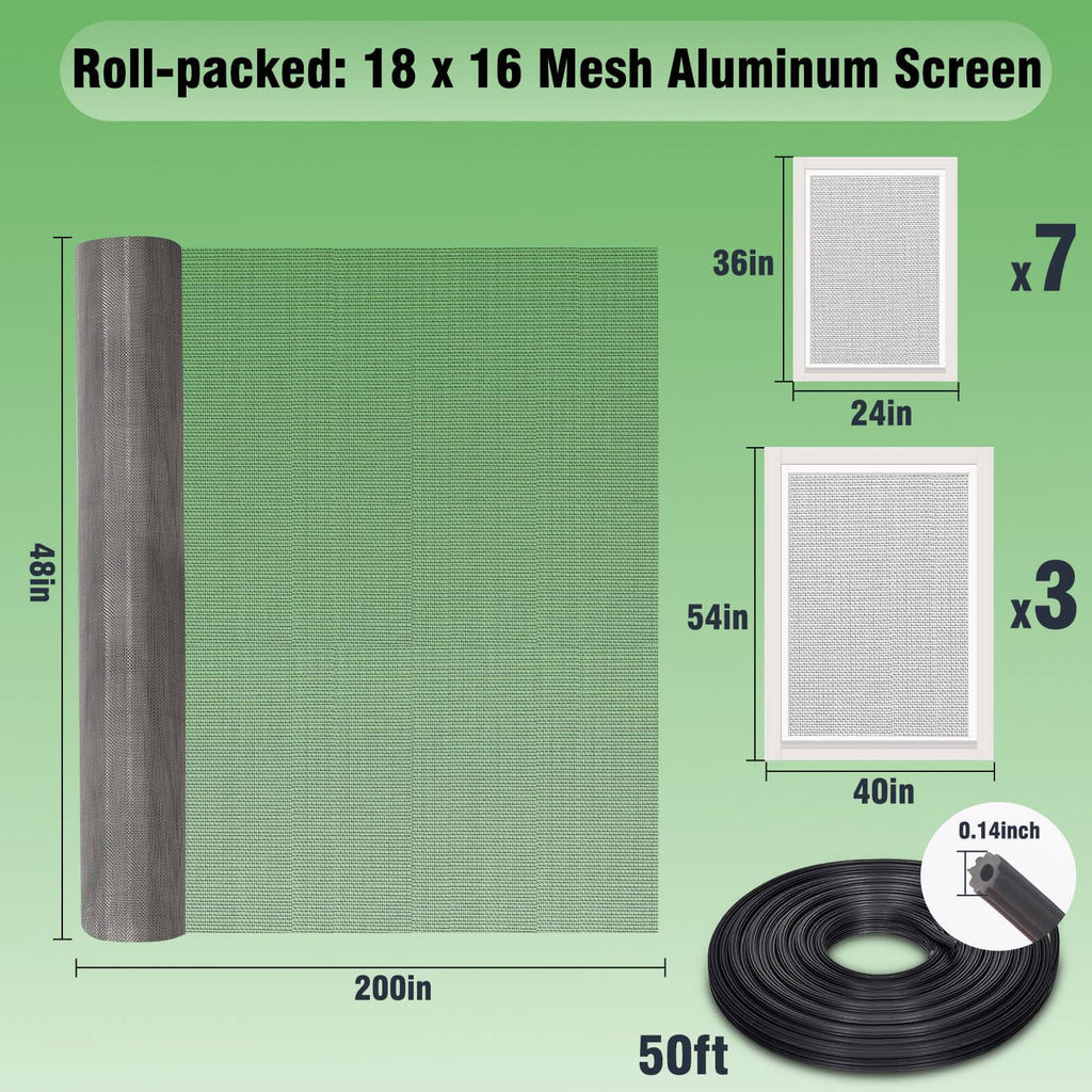 Aluminum Screen Roll with Spline & Rolling Tool B2200