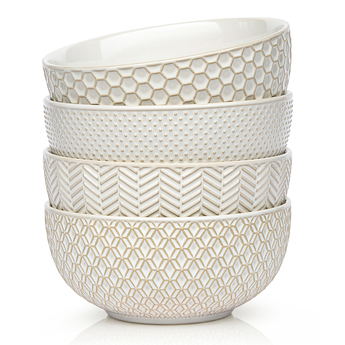 Ceramic Soup Bowls, 30 oz, Set of 4, Ivory T7322