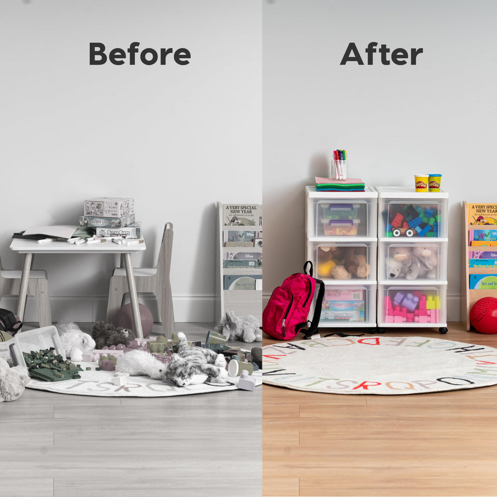 3 Drawer White Clear Storage Organizer Rolling Cart Q852