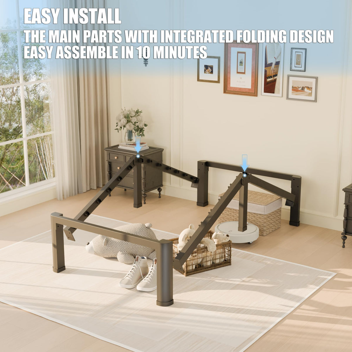 10 inch Twin Bed Frame with Round Corner Legs J839