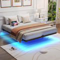 Queen Metal Platform Bed Frame with LED Lights and Charging Station F27987