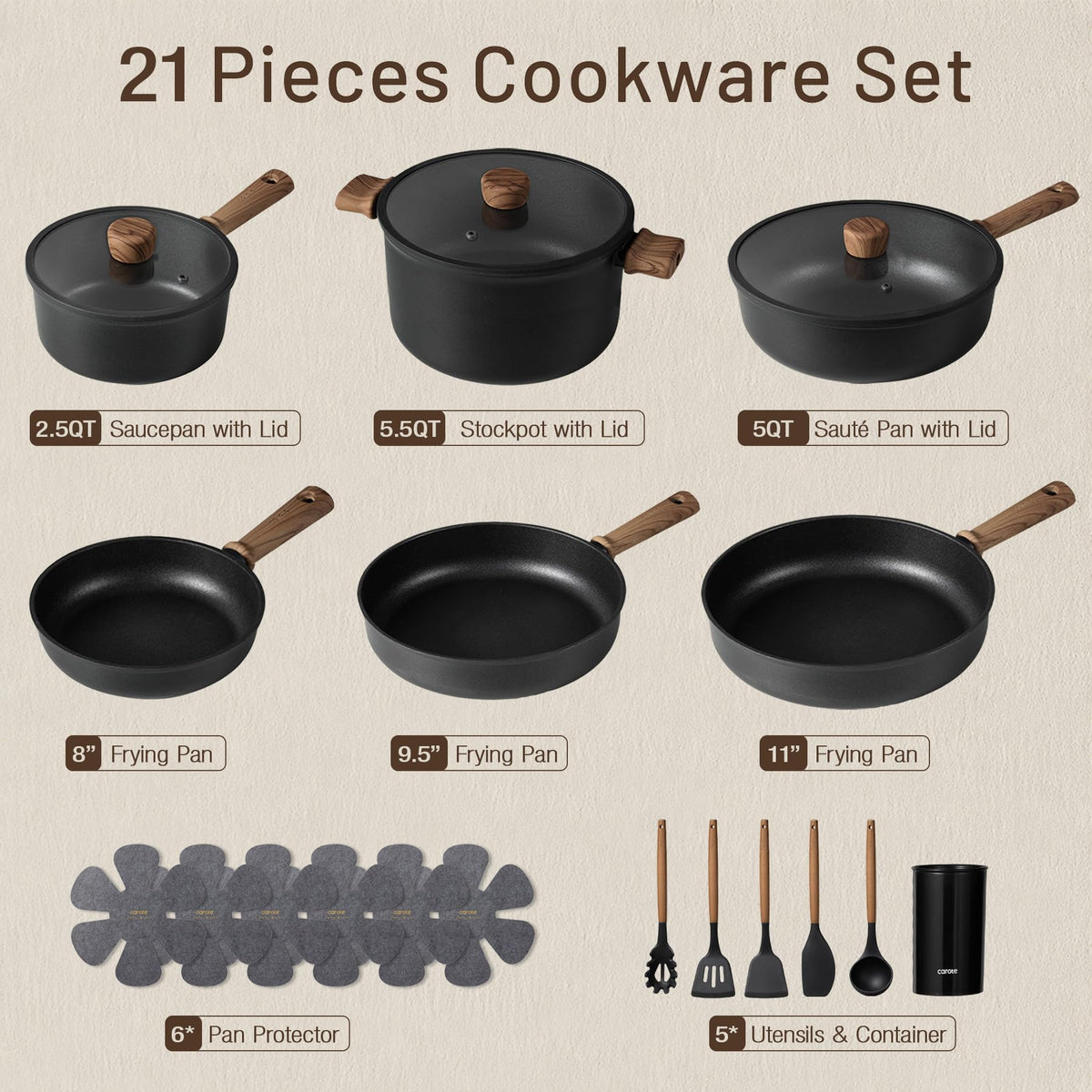 21 Pc Nonstick Cookware Set G170