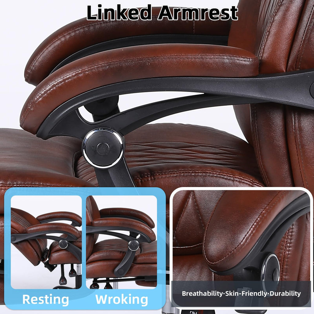 Big and Tall Ergonomic High Back PU Leather Reclining Office Chair with Footrest C927