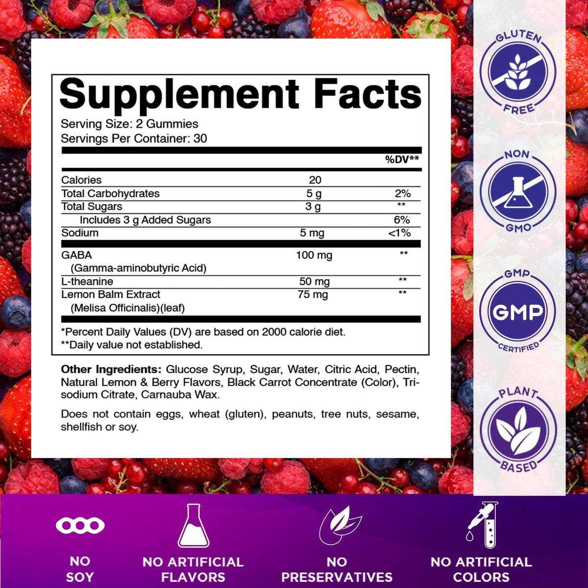 Lemon & Mixed Berry Flavor 60 Gummies Vegan Non-GMO Gluten-Free L668