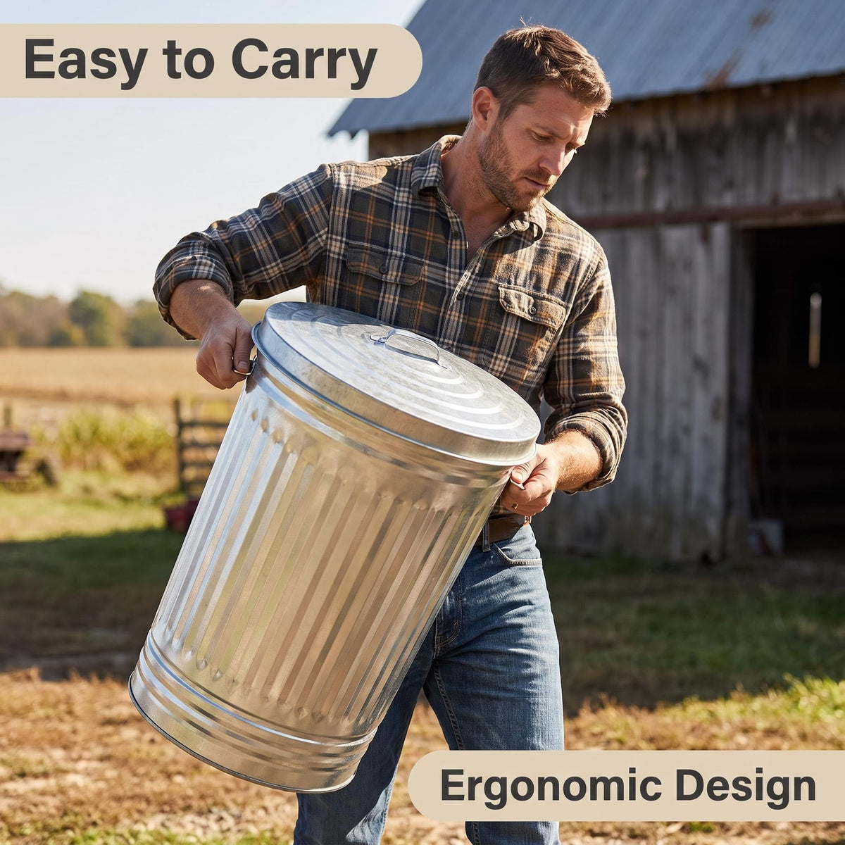 31 Gallon Galvanized Steel Trash Can with Locking Lid F430