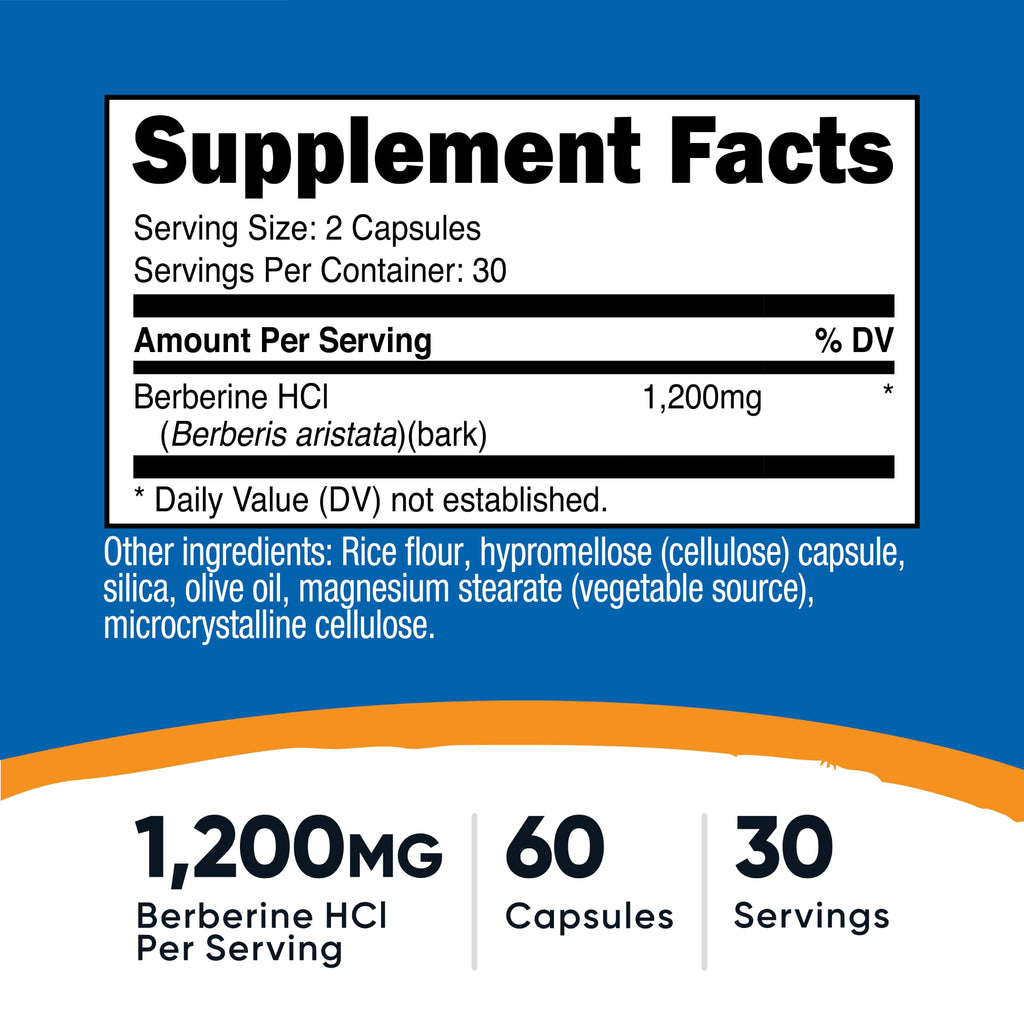 Berberine HCl 1,200mg 60 Capsules Q184