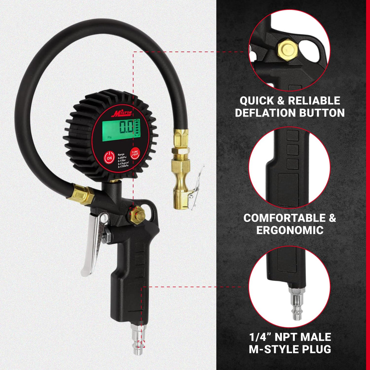 Digital Tire Inflator with Pressure Gauge and 14” Rubber Air Hose H851195