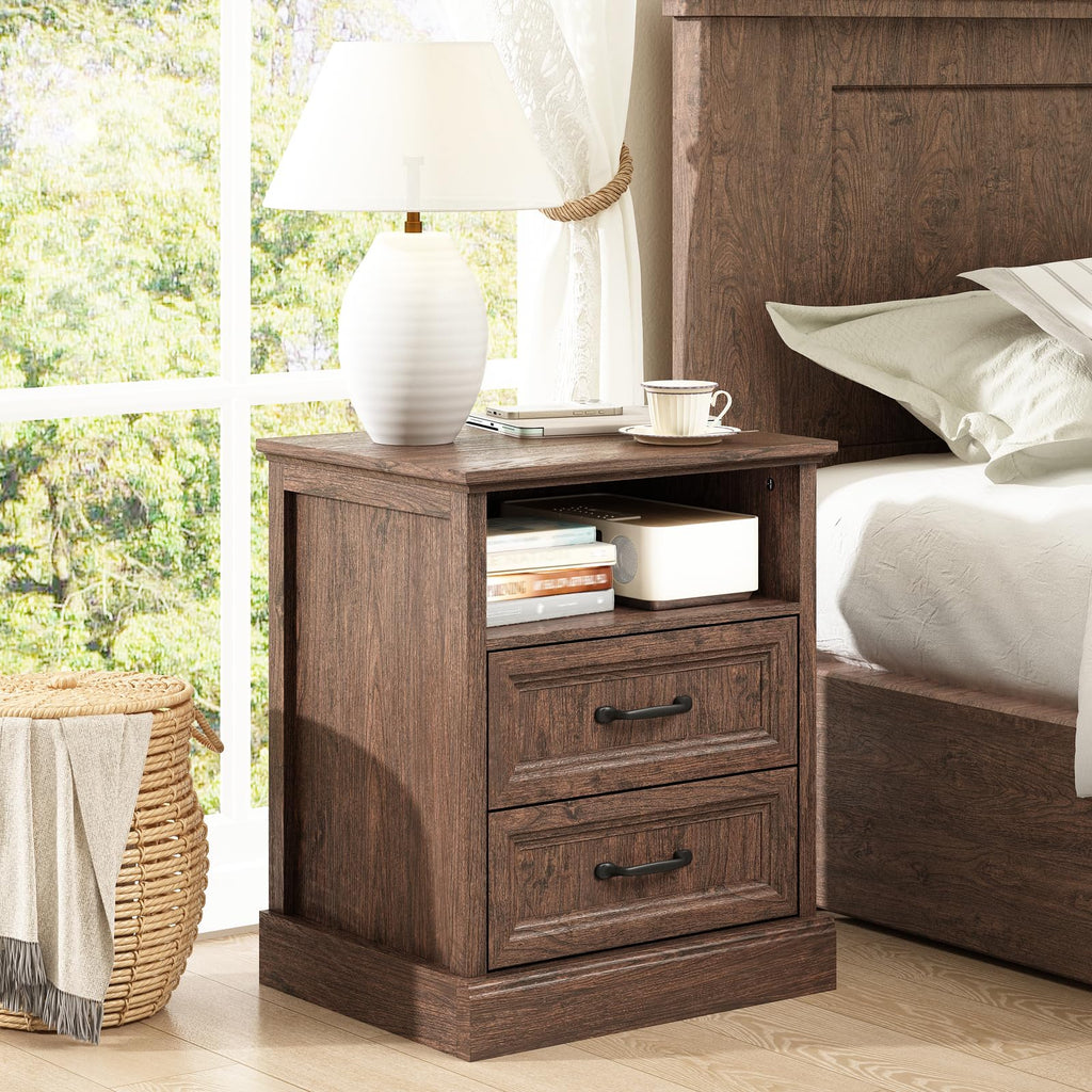 Brown 2 Drawer Nightstand Set of 2 V70904