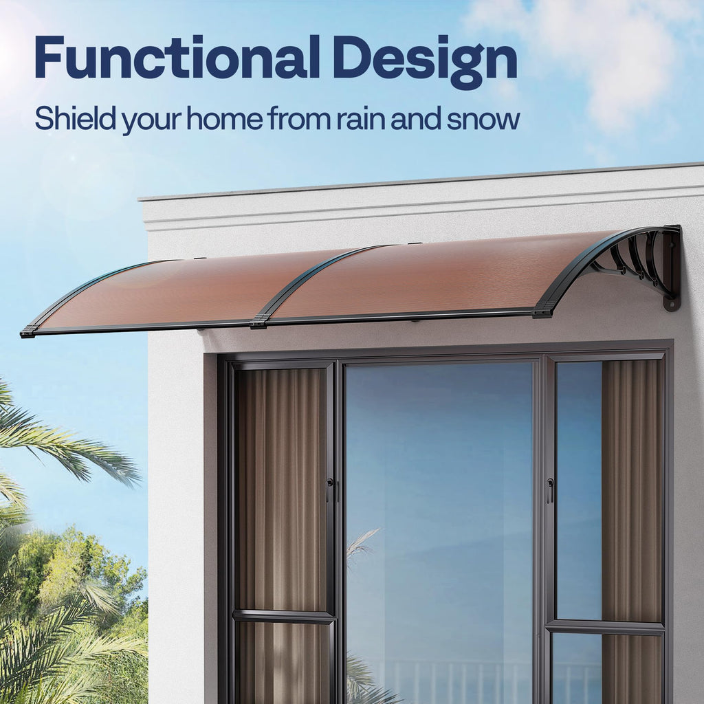 Brown Polycarbonate Window Door Awning 38 Inch x 78 Inch A3479