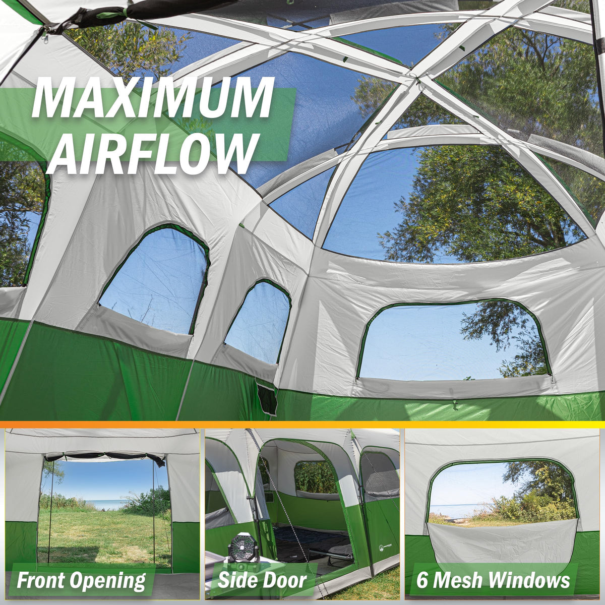 10-12 Person Camping Tent with Room Divider and Carry Bag L55962
