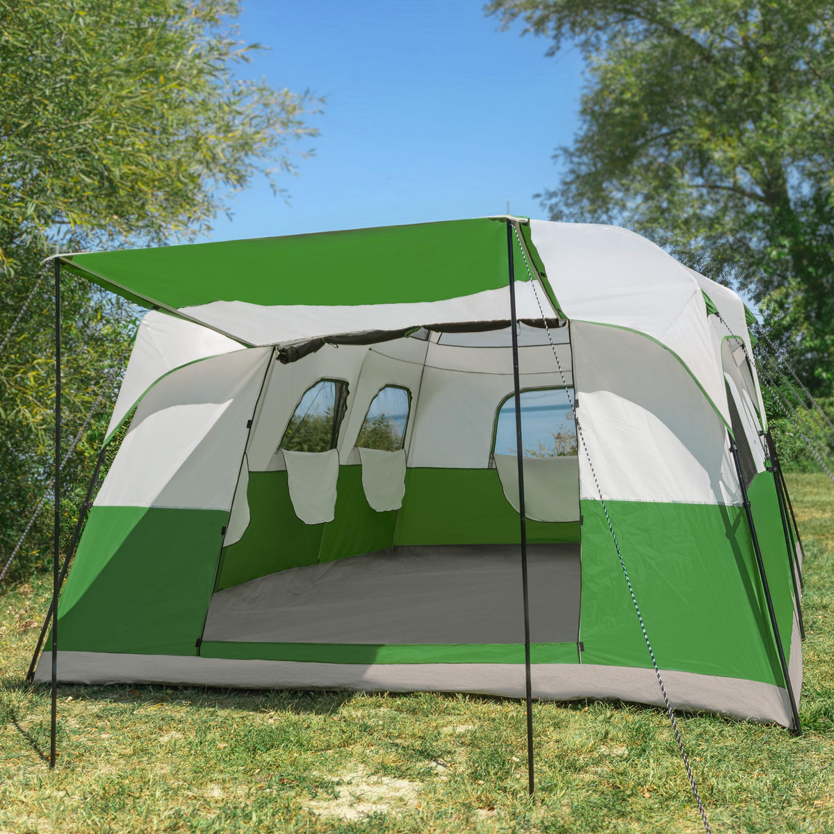 10-12 Person Camping Tent with Room Divider and Carry Bag L55962