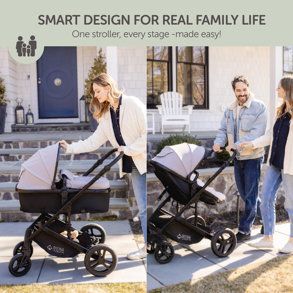 2-in-1 Foldable Baby Stroller with Extendable Canopy Y989