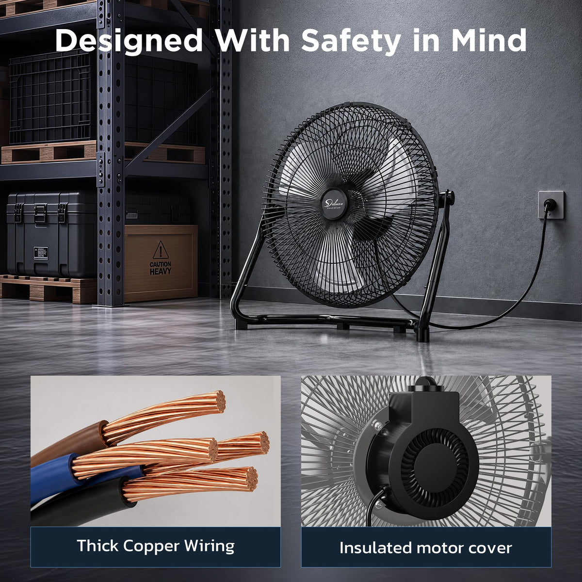 20 Inch 3-Speed Metal Industrial Floor Fans 2-Pack H501004