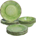12 Piece Green Melamine Dinnerware Set R244119