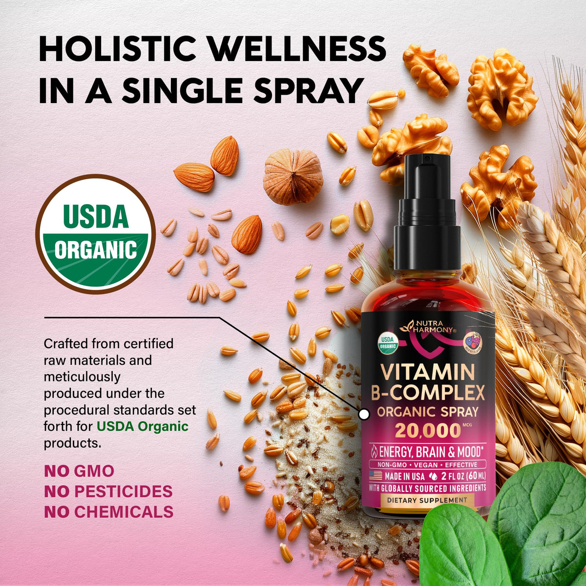 USDA Organic Vitamin B-Complex 20000mcg 2Oz K247338